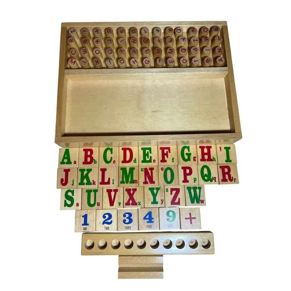 Vintage Wooden Build A Word Montessori Wooden Toy educational children's words